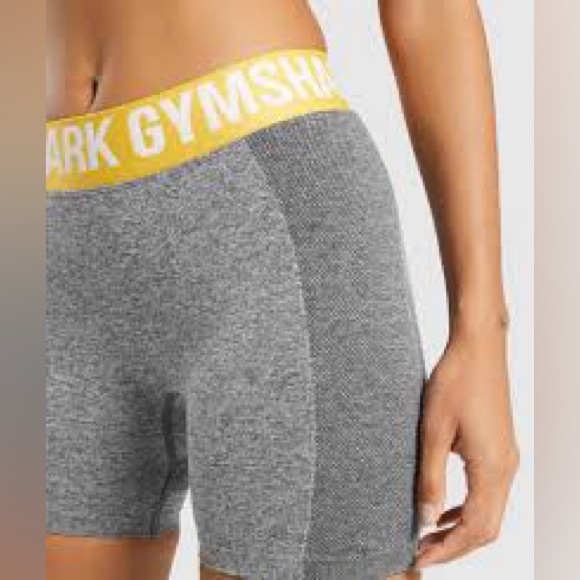 Gray And Yellow Gym Shark Flex Shorts